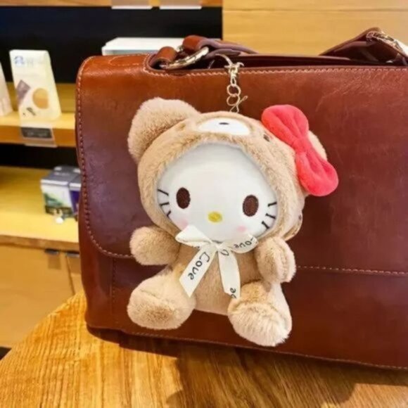 Hello kitty Kawaii MyMelody Plush Brown Teddy Bear Keychain - Picture 7 of 7